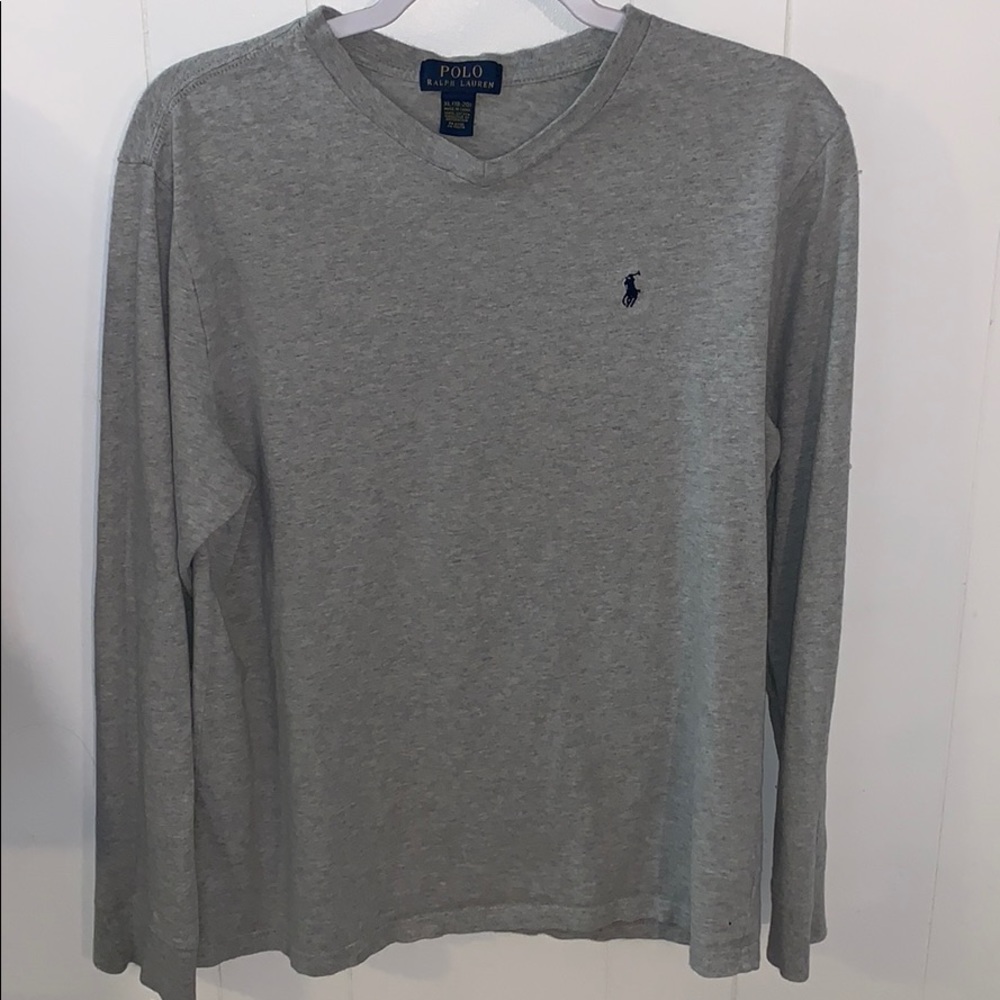Boys XL gray polo Ralph Lauren long sleeve t shirt
